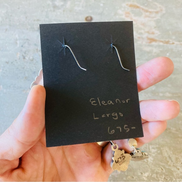 ♥️ Navajo ♥️ Eleanor Largo Sterling Silver & Kingman Turquoise Earrings - Picture 3 of 10